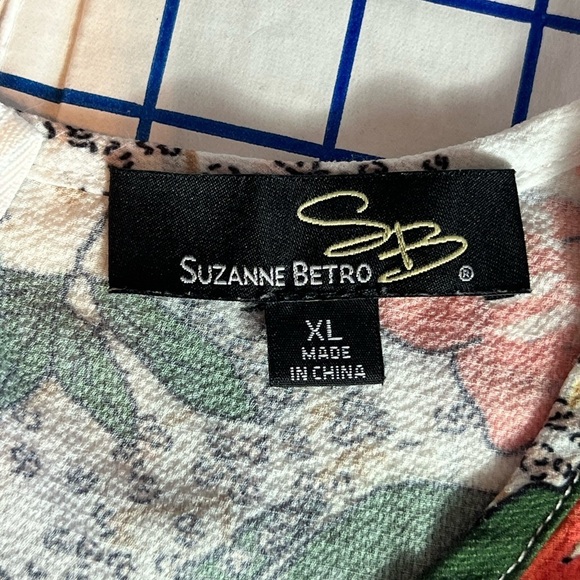 SUZANNE BETRO PEPLUM TOP XL FLORAL LACE BACK ZIP SLEEVELESS - Picture 4 of 8